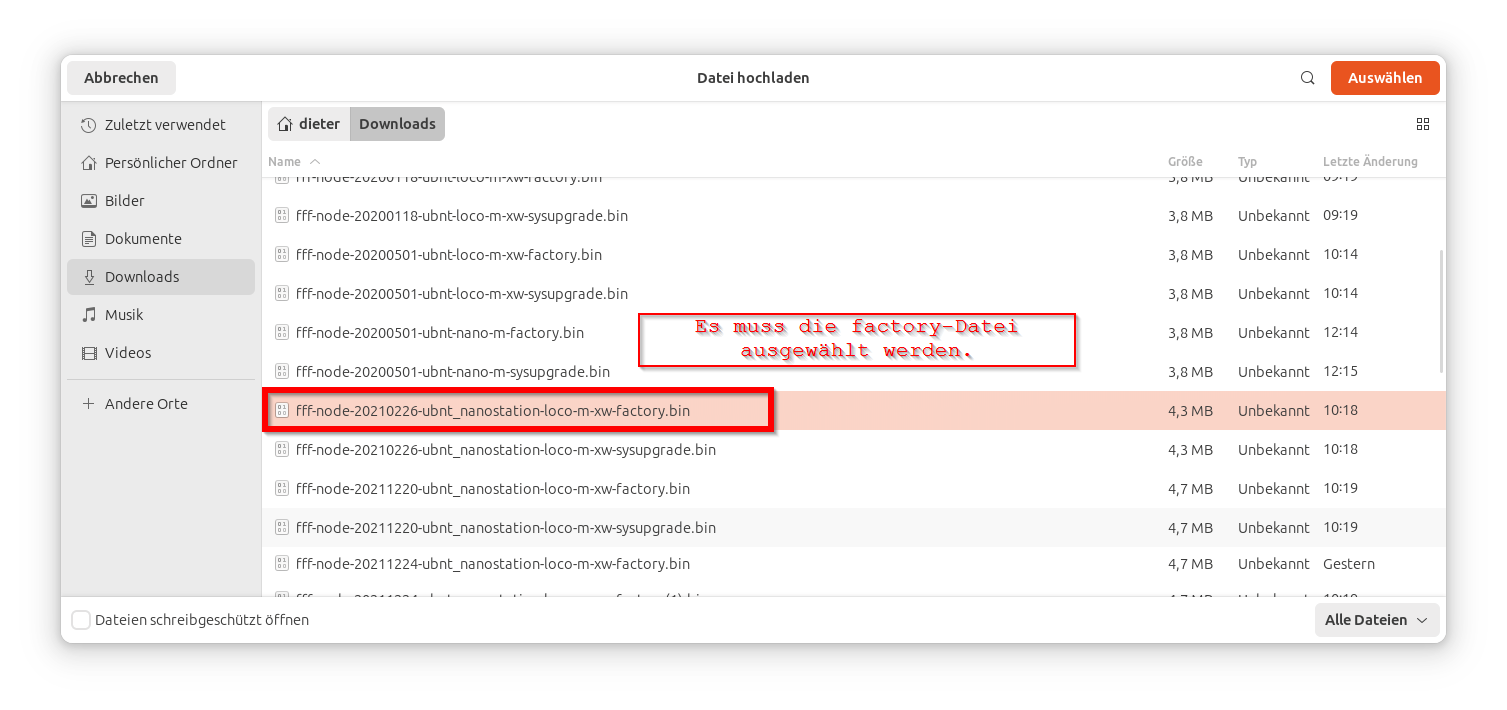 06. Auswahl der Freifunk-Firmware zur Erstinstallation